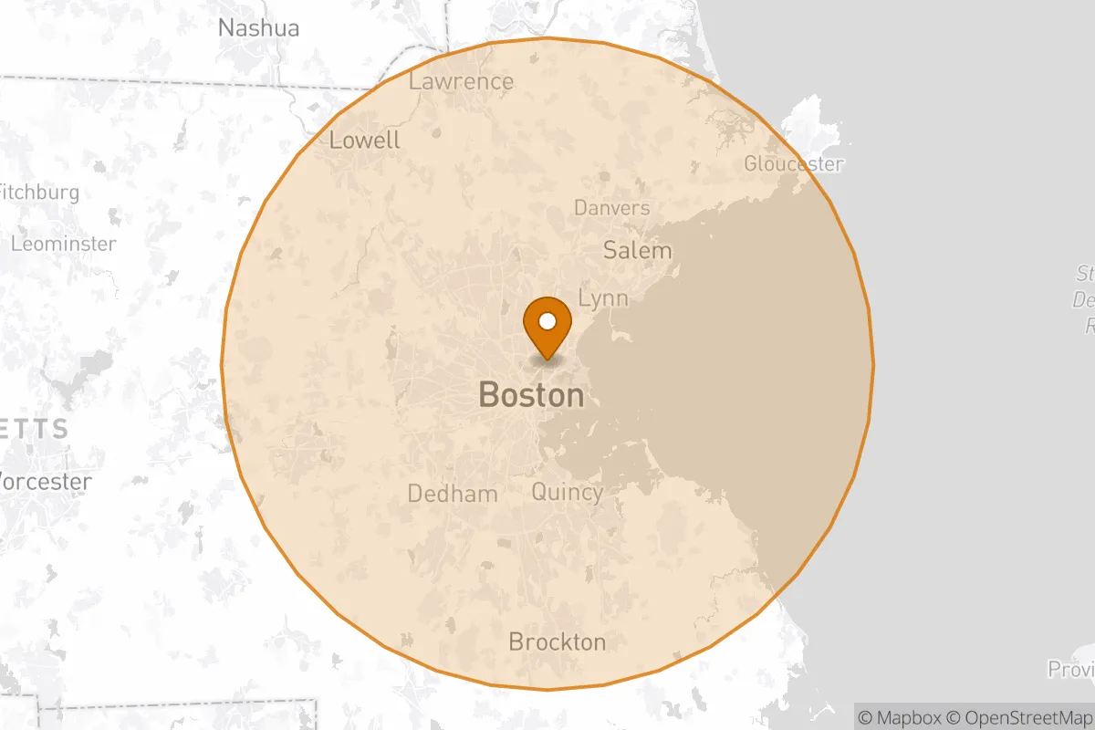 service area service area map in Chelsea, MA